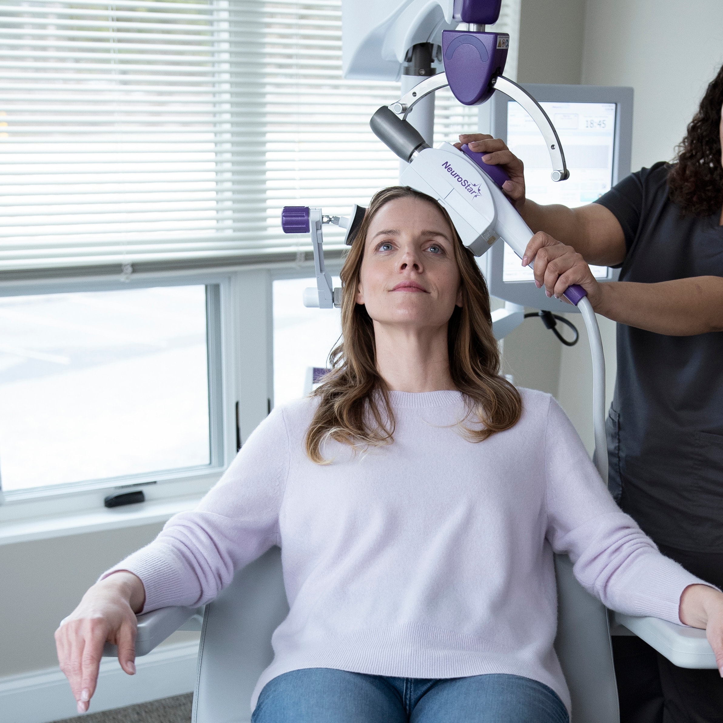 Patient receiving NeuroStar TMS therapy treatment